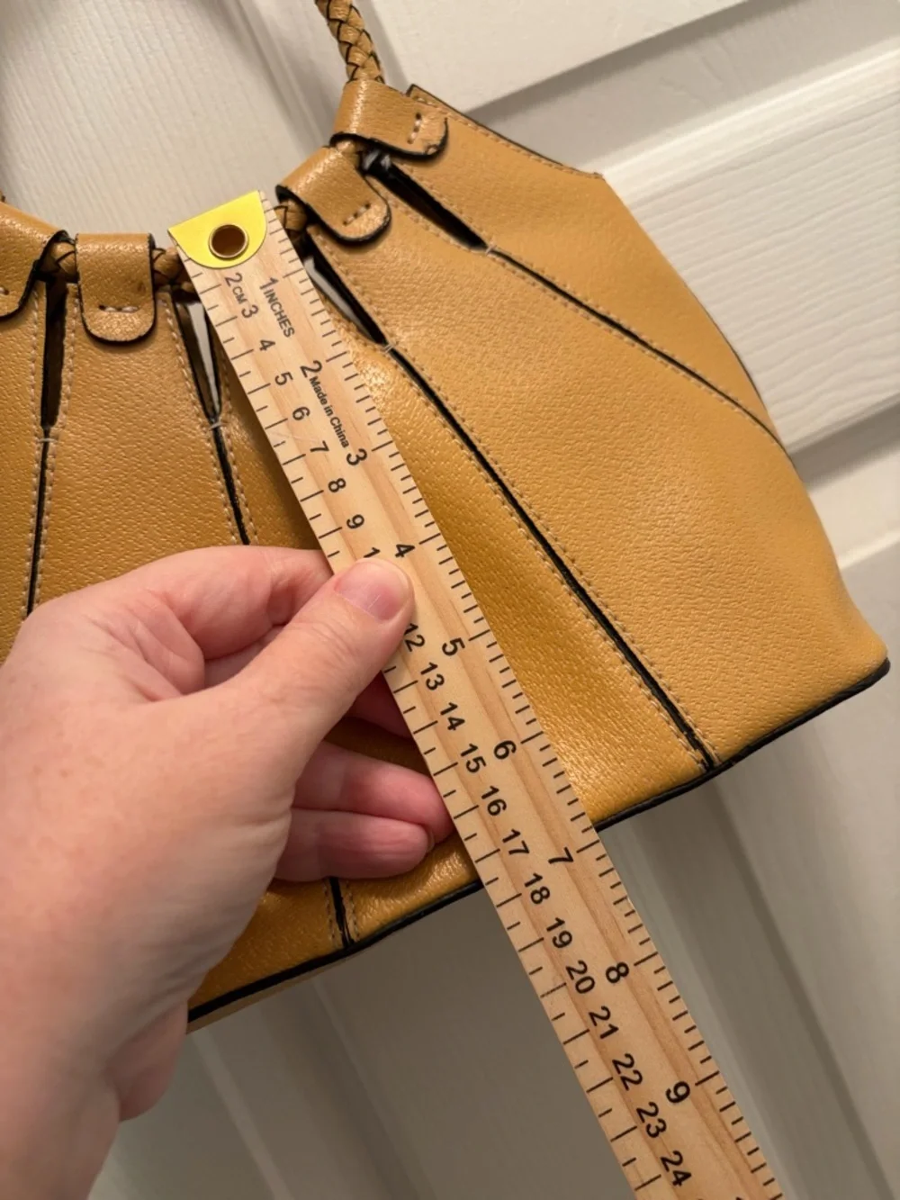 Mustard Yellow Braided Handle Mini Satchel Purse Minimalist